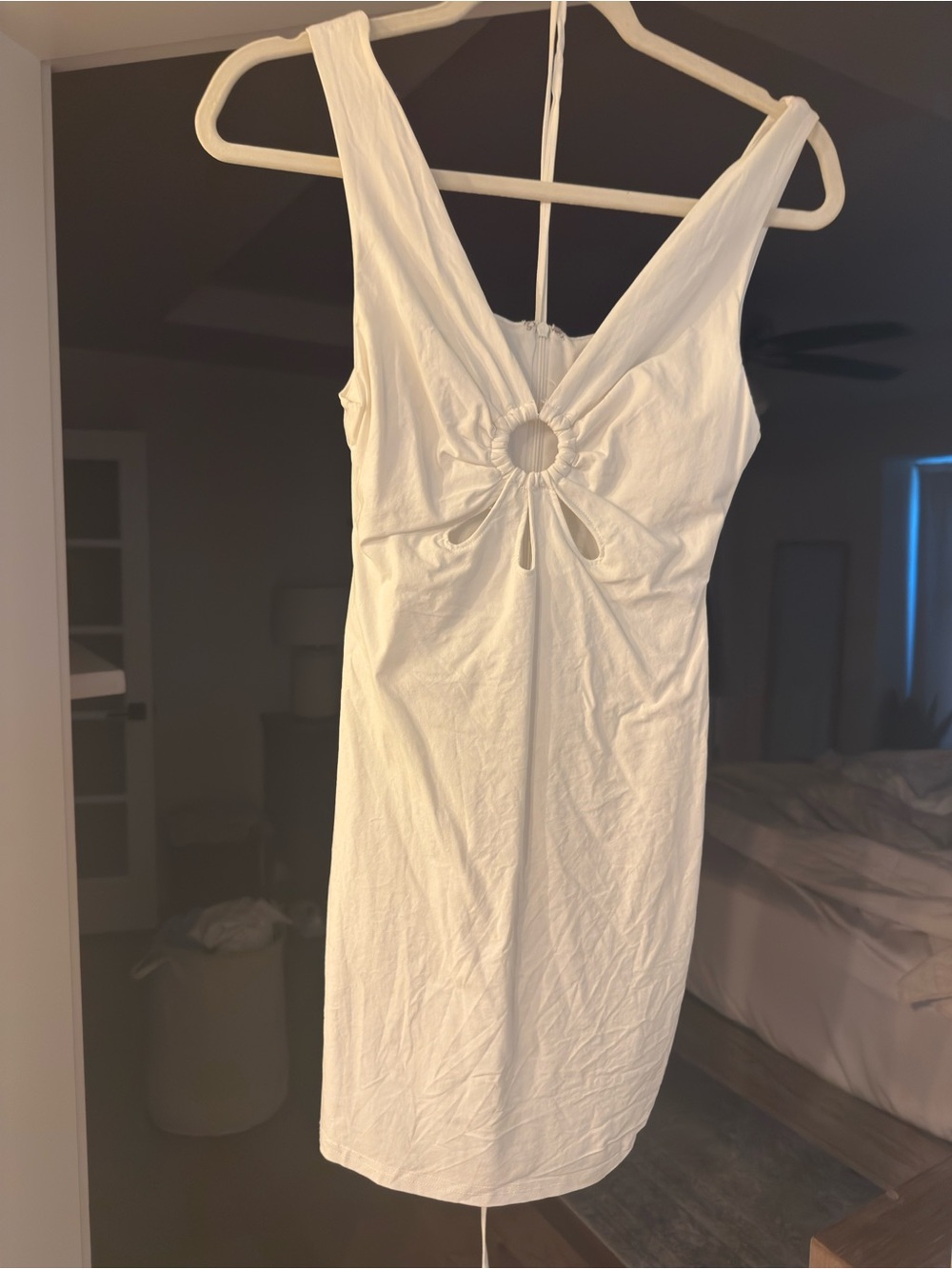 Blue Blush White Ring-Front Mini Dress